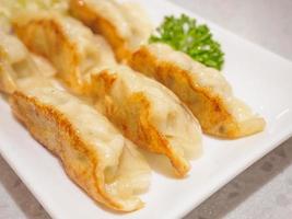 Gyoza dumplings with vegetables photo