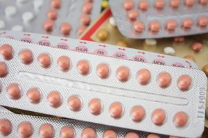 Colorful oral contraceptive pill photo