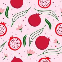 pomegranate seamless pattern on light pink background vector