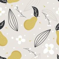 seamless pattern pear with inflorescence vector