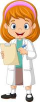 Cartoon female nurse holding a clipboard vector