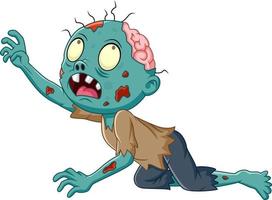 Cartoon zombie crawling isolated on white background vector