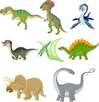 conjunto de colección de dinosaurios de dibujos animados vector