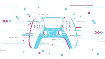 Glitched effect next-gen game controller white background vector