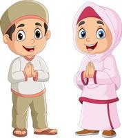 Happy muslim man and woman cartoon vector