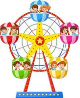 Cartoon little children in the ferris wheel vector