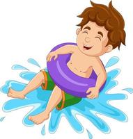 Cartoon little boy jumping into the water vector