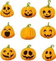 Set of Halloween pumpkin vector