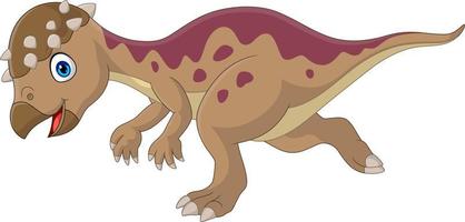 Cartoon happy pachycephalosaurus dinosaur running vector