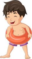 Cartoon little boy with inflatable ring vector