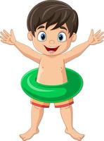 niño pequeño de dibujos animados con anillo inflable vector