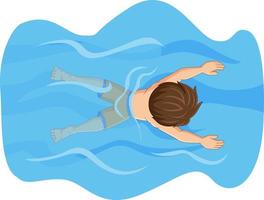niño pequeño de dibujos animados nadando en la piscina