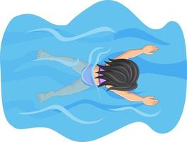 niña de dibujos animados nadando en la piscina vector