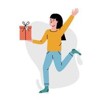 Woman with the big gift box. vector