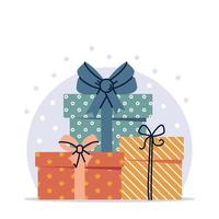 Bunch of Christmas gift boxes vector illustration. Holiday presents