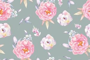 Seamless pattern of Blooming flowers with watercolor 96 vector