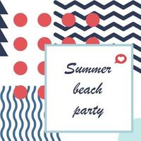 Vector banner template in marine style. Invitation card. Celebration design. Summer  beach party.
