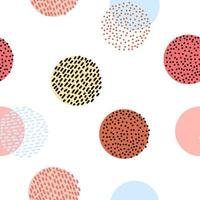 Seamless stylized colorful graphic pattern. Scandinavian fun ornament. Cute colorful design with dots and lines. vector