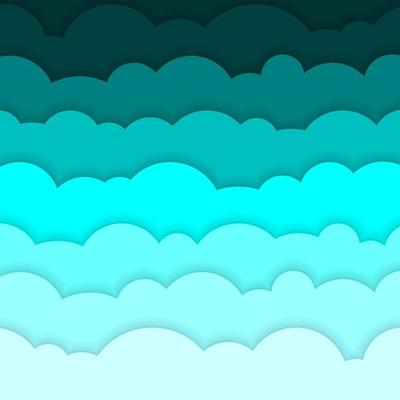 Abstract background composed of blue paper clouds. Vector illustration.