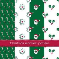 Set of winter holidays seamless patterns. Merry Christmas and Happy New Year decoration. Vector background.