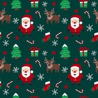 Merry Christmas seamless pattern with Santa Claus, deers, snowflakes, stars, christmas trees and candies  in vector. Seamless pattern can be used for wallpapers, pattern fills, web page backgrounds. vector