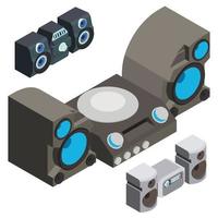 Stereo system icons set, isometric style vector