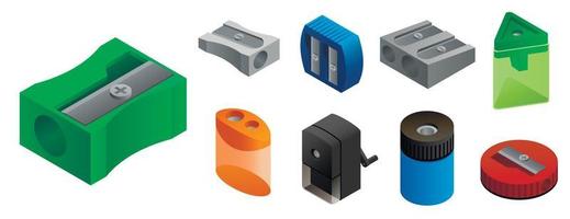 Sharpener icons set, isometric style vector