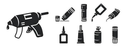 Glue icon set, simple style vector