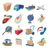 Logistics cartoon icons vector