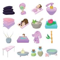 Spa cartoon icons set vector