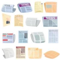 Newspaper icons set, cartoon style vector