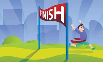 Finish marathon concept background, cartoon style vector