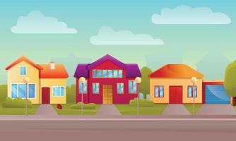 Cottage house concept background, cartoon style vector