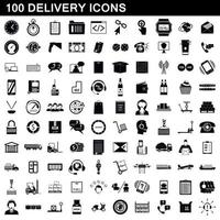 100 delivery icons set, simple style vector