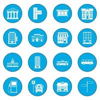 conjunto de infraestructura icono azul vector