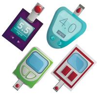 Glucose meter icon set, cartoon style vector