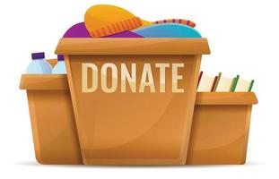 Box donations concept banner, cartoon style vector