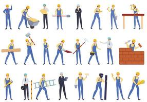 conjunto de iconos de constructor, estilo de dibujos animados