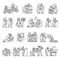 Older persons icon set, simple style vector