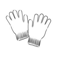 guantes, manoplas, vector, bosquejo vector