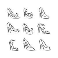 dibujo vectorial de zapatos de mujer vector