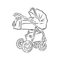baby stroller vector sketch