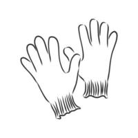 guantes, manoplas, vector, bosquejo vector