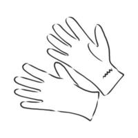 guantes, manoplas, vector, bosquejo vector