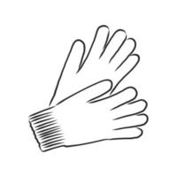 guantes, manoplas, vector, bosquejo vector