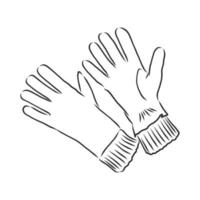 guantes, manoplas, vector, bosquejo vector