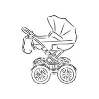 baby stroller vector sketch