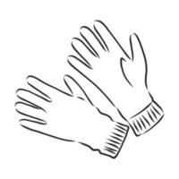 guantes, manoplas, vector, bosquejo vector