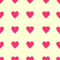 Pink hearts seamless pattern on yellow background. Vector illustration for Valentine's, Mother's day, birthday card, wedding card and gift wrap design. Minimalist design