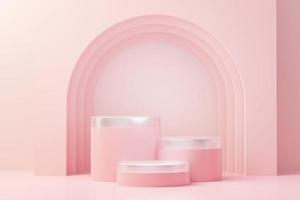 3d render abstract display podium platform for  product presentation and advertising. Minimal scene backdrop with clean design. Vacant pedestal for mock up. Empty stage with pastel color for cosmetic. photo